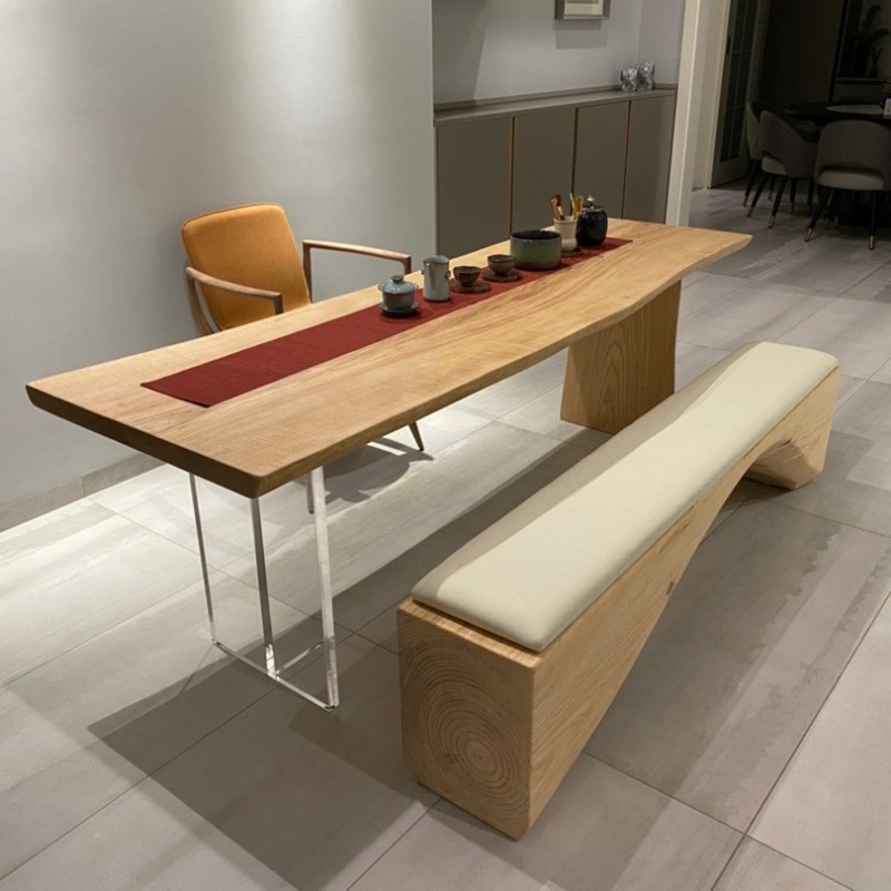 Office Furniture And Desks - Nordic Solid Wood Acrylic Floating Table