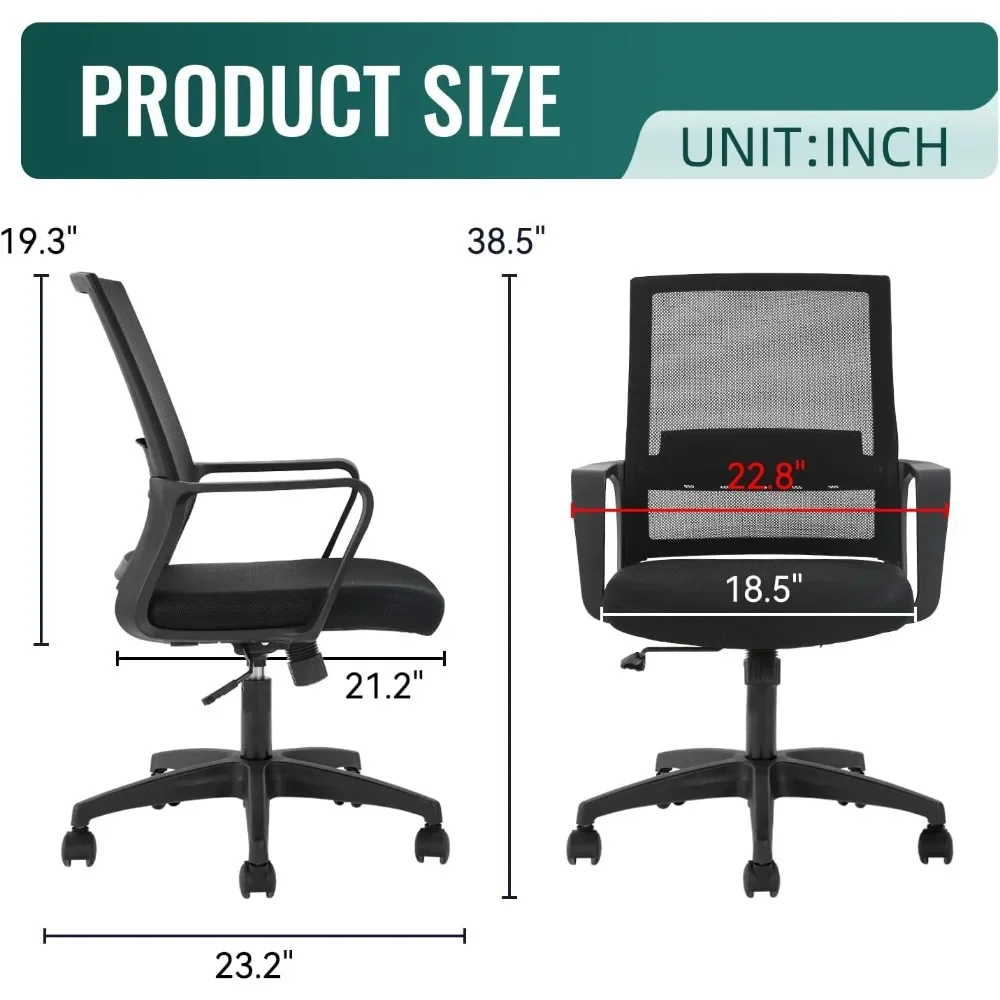 Task Chair Mid Back - Ergonomic office chair, mid-back mesh computer