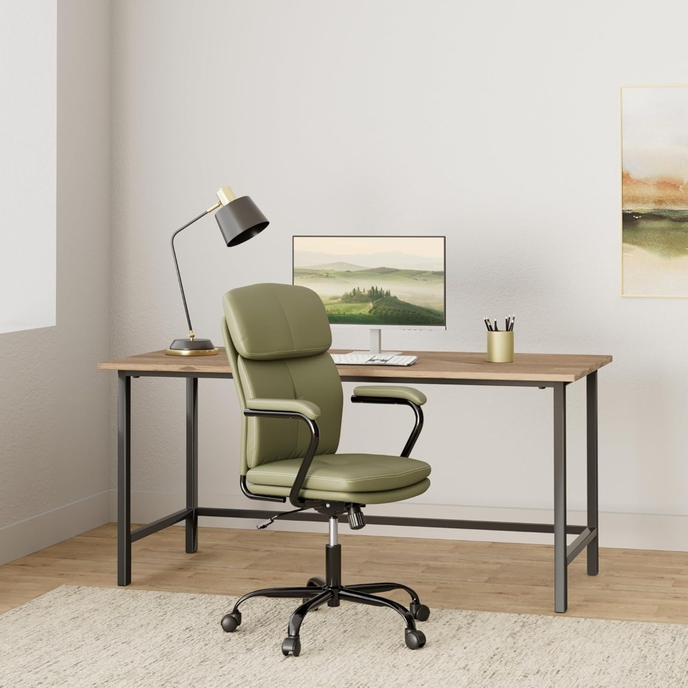 Task Chair Mid Back - Adjustable Rocking Swivel Computer Chair wi，Home