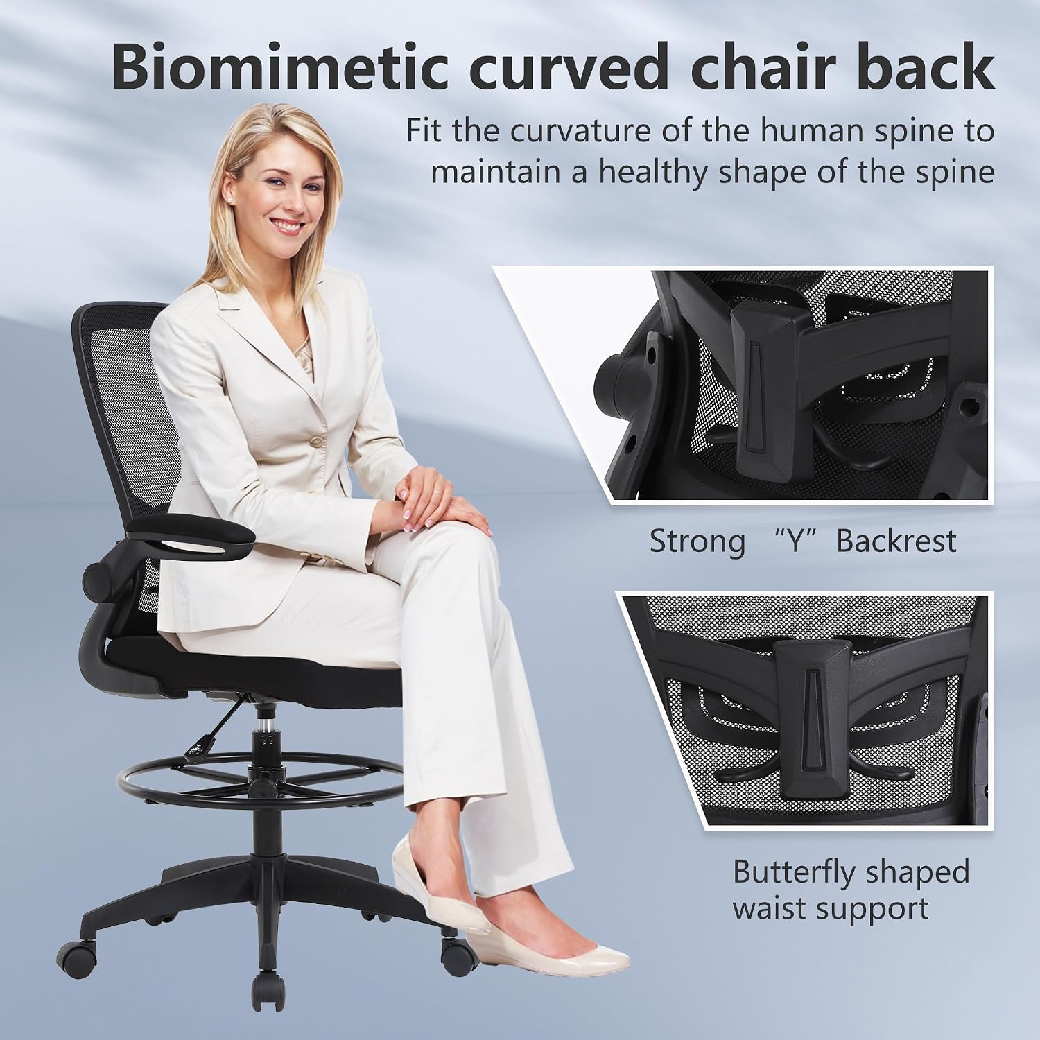 BestOffice Drafting Chair Tall - Task Chair Mid Back ulasan dan harga