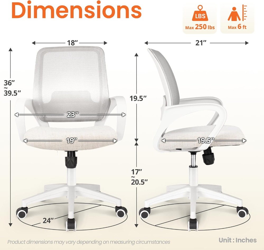 Ergonomic Office Desk Chair wi - Task Chair Mid Back ulasan dan harga