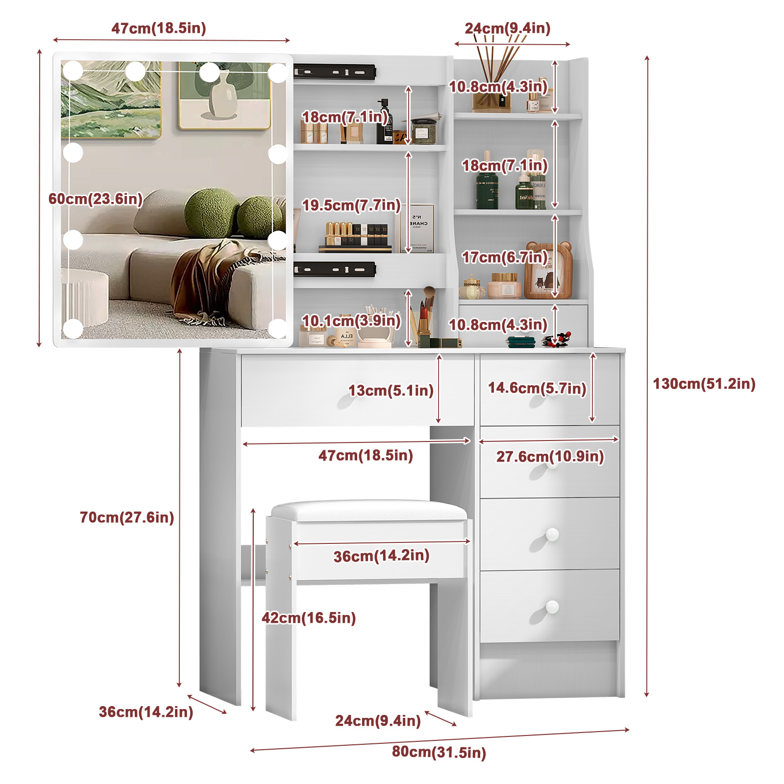 Modern White Bedroom Dressing  - Office X Furniture ulasan dan harga