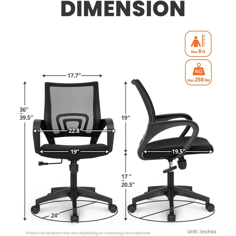 Black Mesh Gaming Office Chair - Task Chair Mid Back ulasan dan harga