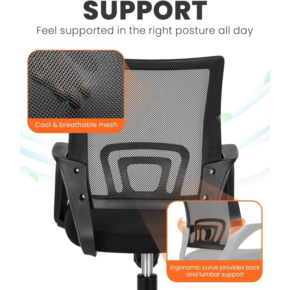 Black Mesh Gaming Office Chair - Task Chair Mid Back ulasan dan harga