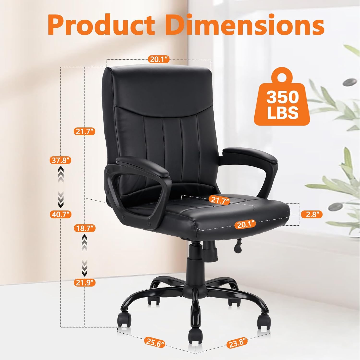 Leather Office Chair Ergonomic - Task Chair Mid Back ulasan dan harga